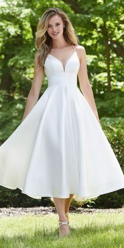 Simple Tea-length Boho Beach Wedding Dress Bridal Gown