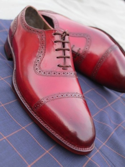 Crafted Leather Burgundy Leather Classic Men Oxford Dress Shoes