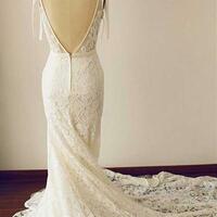 Elegant Gorgeous Lace V-neck Neckline Formal Prom Dress, Beautiful Long Prom Dress, - Thumbnail 2