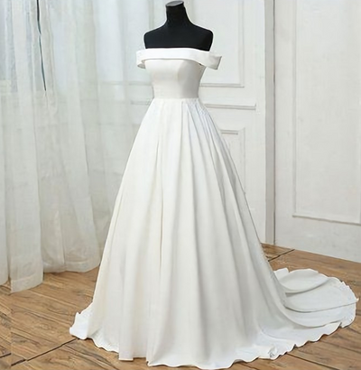 Elegant Simple Satin A-line Formal Prom Dress Beautiful Long Evening Dress