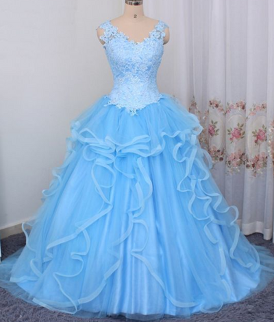 Prom Dresses, Gorgeous Blue Sweetheart Birthday Party Dresses