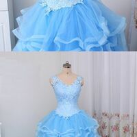 Prom Dresses, Gorgeous Blue Sweetheart Birthday Party Dresses - Thumbnail 1