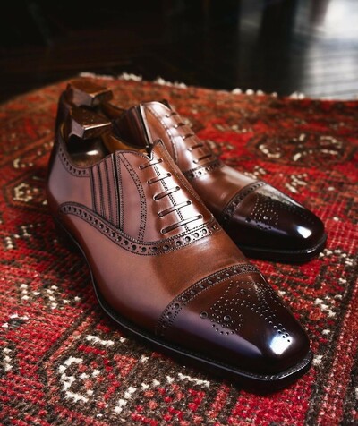 Handmade Brown Chelsea Style Lace up Shoes, Mens Dress Shoes