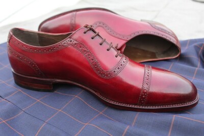 Crafted Leather Burgundy Leather Classic Men Oxford Dress Shoes