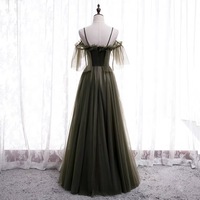 spaghetti Straps Sleeveless Backless Tulle Long Gowns Party Banquet Dresses - Thumbnail 2