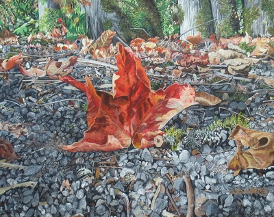 "First Signs Of Fall", Original Acrylic Painting By N.E.Thompson, Artwork Size 16x20 inches