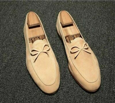 Mens Flats Suede Leather Tassel High New Loafers Slip on Shoes bowtie korean