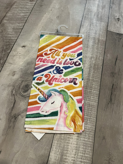 All you need is love & a unicorn- Tea Towel