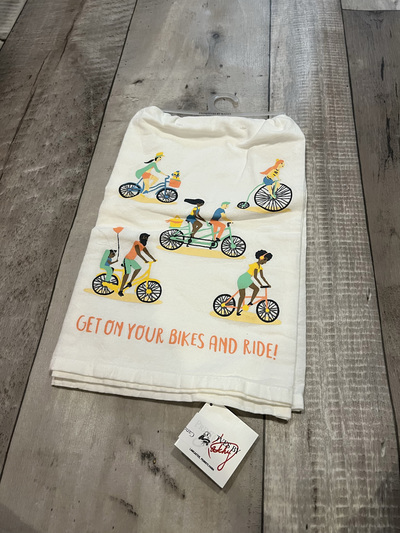 Get on your bikes and ride!- Tea Towel