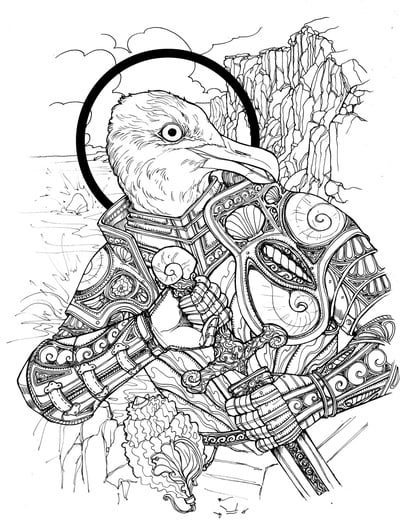 Knight of the Nautilus (Ink Drawing)