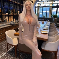 Sexy Long Sleeves Sparkly Sequin Backless Evening Party Dresses  - Thumbnail 6