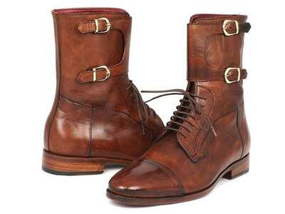 New Handmade Men's Brown Calfskin High Ankle Boots