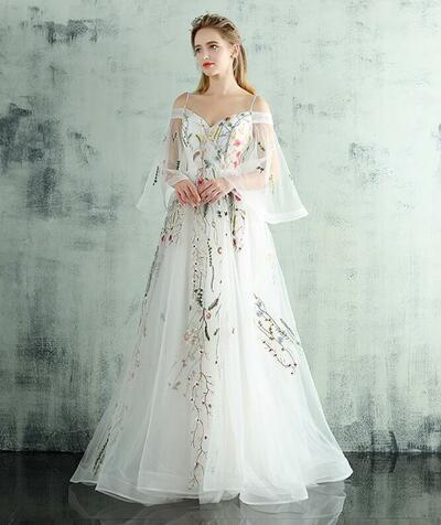 Off Shoulder A Line Long Evening Dresses Prom Dress