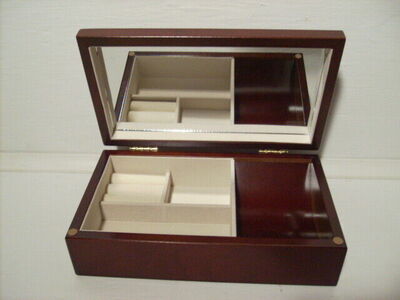 Vintage Wooden Jewelry Chest w/ Inlaid Floral Designs