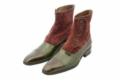 Handmade Leather Two Tone Buttoned Ankle High Boots for men Custom shoes for men