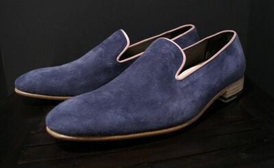 Navy Blue Dress Handmade Loafers Slips On Moccasin Shoes