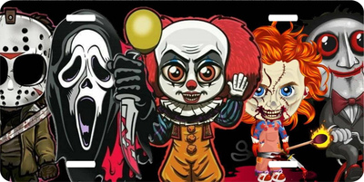 Chibi Style Horror Jason Scream Saw Jigsaw Pennywise Vanity License Plate