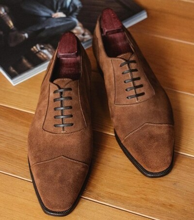 Handmade oxford Brown shoes, Suede Leather shoes, Men formal Dress Shoes