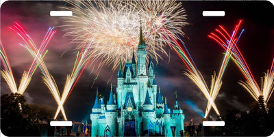 Disney Cinderella Castle Fireworks Magic Vanity License Plate