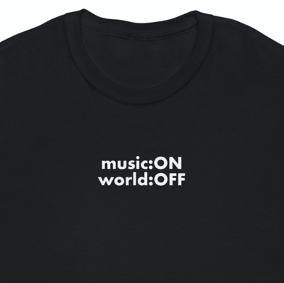 Free Shipping-MUSIC ON WORLD OFF TEE