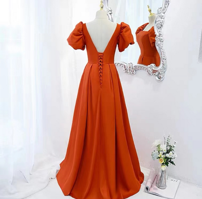 Satin Temperament Square Neck Evening Dresses Birthday Party Party Formal Dresses