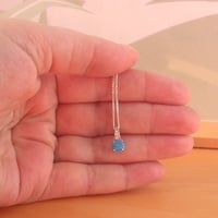 Sterling Silver Blue Opal & Cz Pendant & Chain/Blue Opal Necklace/Opal Jewellery/Opal Jewelry/October Birthstone/UK - Thumbnail 3