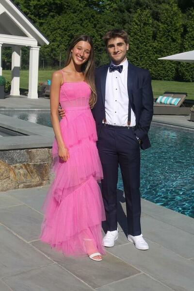 Princess Hot Pink Layered Long Prom Dresses