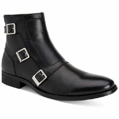 Handmade Men Triple Buckle Ankle Leather Boots, Men Monk Boots, Men ankle Boots