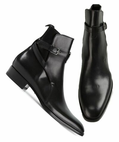 Handmade Jodhpurs Ankle Boot Men Black Buckle Leather Boots, Mens Dress Boots
