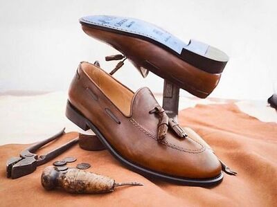New handmade cowhide leather shoes, Men Brown Loafers for summer season