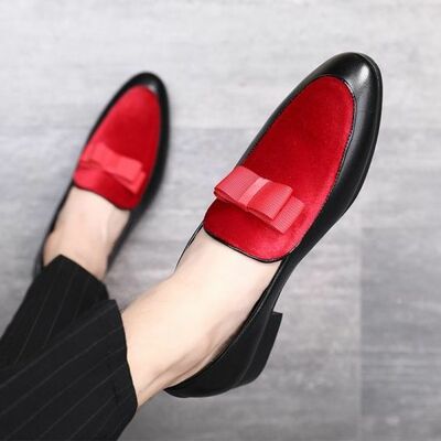 Patent Leather Suede Loafers Men Shoes