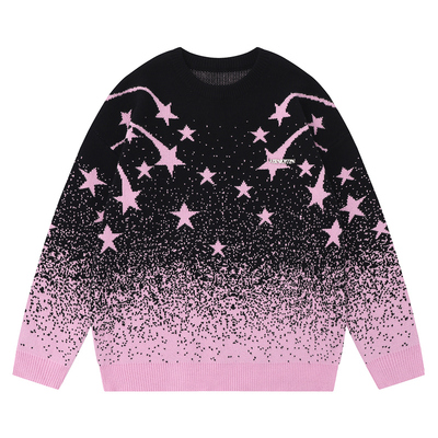Gradient tie-dye star jacquard couple sweater