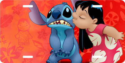 Disney Lilo & Stitch - Kiss License Plate Auto Truck Car Tag Gift