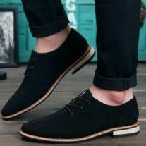 Urban Black Suede Trendy Fashion Men Simple Mid Cut on Lace Up Shoes Hot Dressing Pair