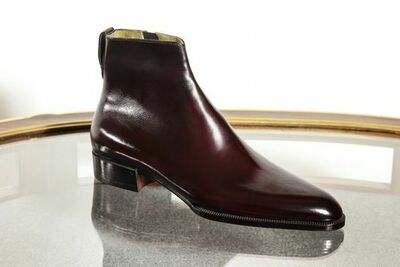 Handmade Dark Brown Leather Side Zipper Ankle High Jodhpurs Boot