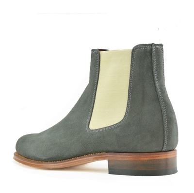 Handmade Men Gray Suede Leather Chelsea Boot