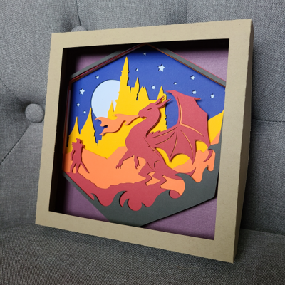 D20 Knight and Dragon Shadowbox