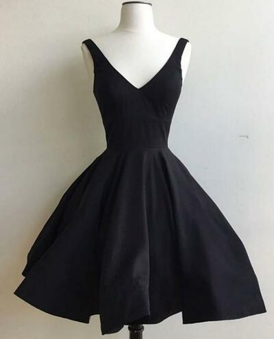 Simple A-line Short Black Homecoming Dresses