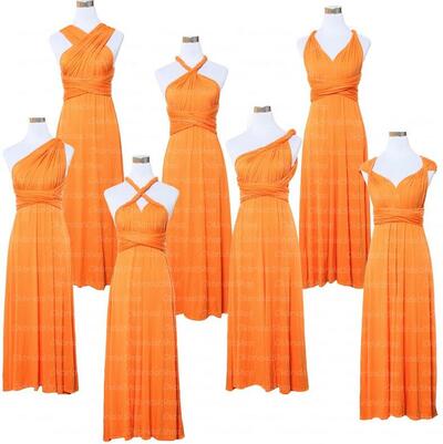 A Line Orange Chiffon Bridesmaid Dresses