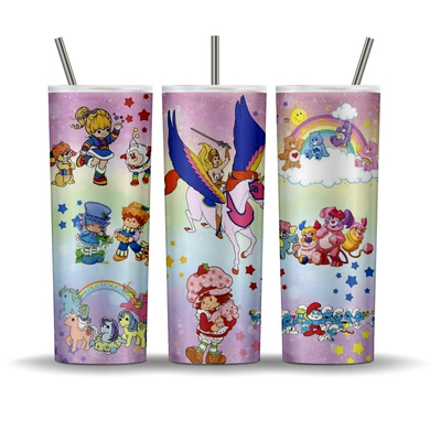 Rainbow Brite Strawberry Shortcake She-Ra Care Bear 80's Cartoon 20 oz Tumbler