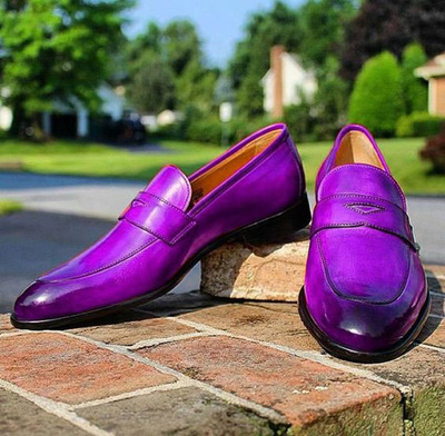 Purple Penny Loafers Moccasin Dress Shoes