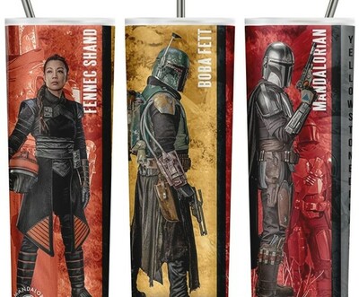 Star Wars Mandalorian Boba Fett Fenic Shand tumbler 20 oz