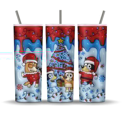 Bluey Bingo Bandit Chilli Christmas 20 oz tumbler