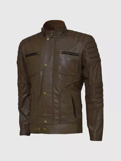BROWN QUILTED LEATHER JACKET
