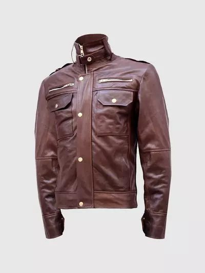 BROWN HIGH COLLAR JACKET
