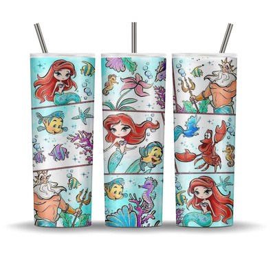 Disney's Little Mermaid Ariel, Flounder, Sebastian and King Tritan 20 oz tumbler