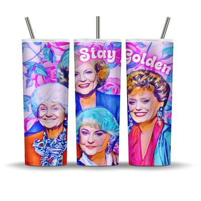 The Golden Girls "Stay Golden" 20 oz tumbler Blanche, Sophia, Dorothy, Rose