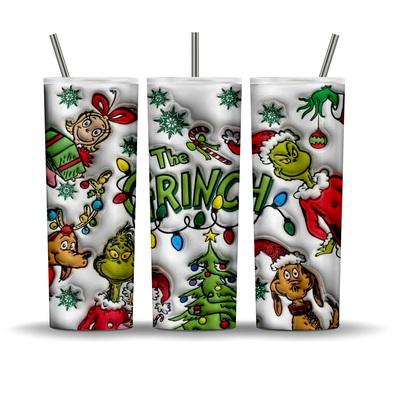 Grinch Christmas 20 oz tumbler featuring Cindy Lou Who, Max and the Grinch
