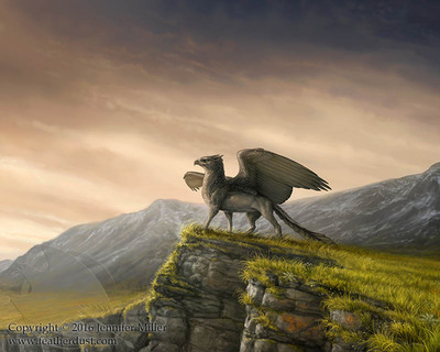 SALE 11x14 Print "By the Silver Wind" Fantasy Gryphon