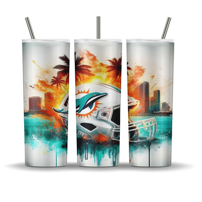 Miami Dolphins Helmet City Skyline 20 oz tumbler
